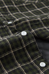Green & Grey Hooded Overshirt Padded Plaid Jacket