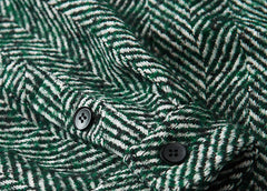 Green Herringbone Heavy Weight Wool Overshirt