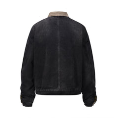 Black Vintage Wash Twill Lined Denim Jacket