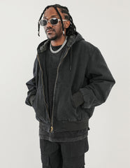 Black Vintage Wash Chore Hooded Jacket