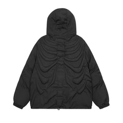 Black 3D Padded Skeleton Puffer Jacket