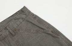 Dark Grey Loose Fit Panel Diagonal Cargo Flare Leg Twill Pants