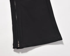 Black Multi-Pocket Zip Flare Leg Cargo Pants
