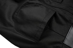 Black Waxed 3D Multi-Layer Stacked Flare Leg Pants