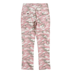 Powder Pink Camo Snap Cargo Pocket Zip Flare Leg Pants