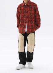 Red Raw Edge Flannel Overshirt