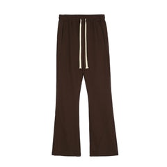 Brown Drawstring Waist Stacked Flare Cozy Sweatpants