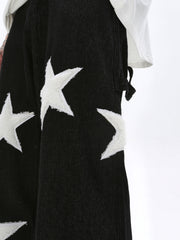 Black Star Towel Patch Stacked Wide Leg Denim