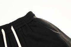 Black & Grey Spray Side Stripe Knit Shorts