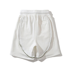 White French Terry Curved Piped Shorts