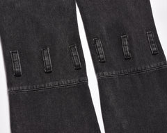 Black Vintage Wash Dual Cargo Pocket Straight Leg Denim