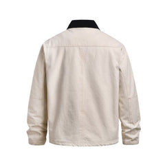 Off-White Vintage Wash Zip & Snap Canvas Shop Jacket