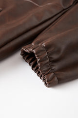 Brown Two-Way Hooded Leather Blouson Jacket