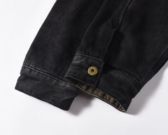 Black Vintage Wash Twill Lined Denim Jacket