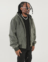 Green Vintage Wash Chore Hooded Jacket