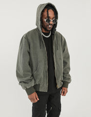 Green Vintage Wash Chore Hooded Jacket