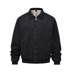 Black Vintage Wash Santa Fe Fleece Lined Denim Jacket