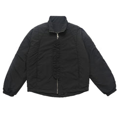 Black Double Zip & Snap Nylon Quilted Jacket