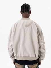 Grey Multi Layer Nylon Twill Quilted Bomber Jacket