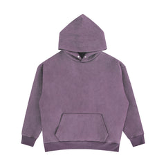 Purple Boxy Bonded Suede Button Hoodie