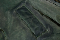 Dark Green Faded Vintage Wash Padded Bomber Jacket