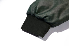 Dark Green Faded Vintage Wash Padded Bomber Jacket