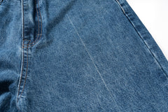 Blue Worn In Wash Straight Leg Denim