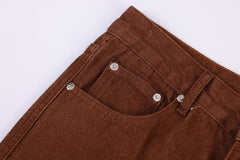 Brown Star Towel Patch Straight Leg Denim