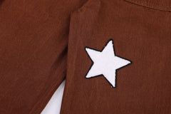 Brown Star Towel Patch Straight Leg Denim