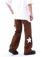 Brown Star Towel Patch Straight Leg Denim