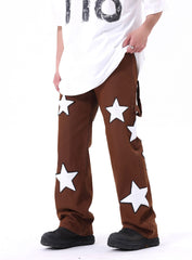 Brown Star Towel Patch Straight Leg Denim