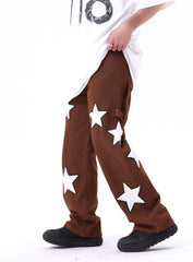 Brown Star Towel Patch Straight Leg Denim