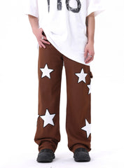 Brown Star Towel Patch Straight Leg Denim