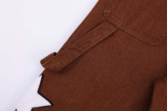 Brown Star Towel Patch Straight Leg Denim