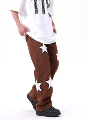 Brown Star Towel Patch Straight Leg Denim