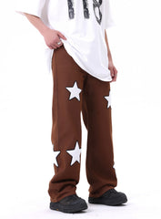 Brown Star Towel Patch Straight Leg Denim