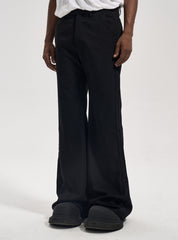 Black Flare Wide Leg Wool Blend Pants