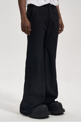 Black Flare Wide Leg Wool Blend Pants