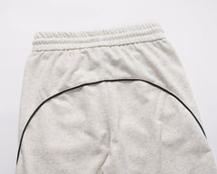 Light Grey & Black Twill Tape Stripe Toggle Wide Leg Sweatpants