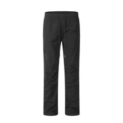 Black Drawstring Waist Knee Gusset Diagonal Rubber Zip Pants