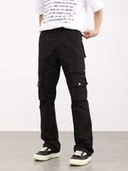 Black Multi Snap Pocket Flare Leg Cargo Pants