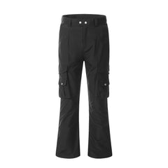 Black Multi Snap Pocket Flare Leg Cargo Pants