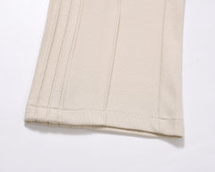 Beige Self Stripe Pleated Track Pants