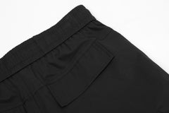 Black Rubber Zip Articulated Cargo Nylon Pants