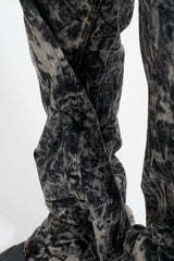 Black Tie-Dye Acid Wash Adjustable Ruched Stacked Straight Leg Denim