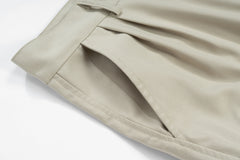 Khaki Knee Gusset 3D Cargo Flare Leg Twill Pants