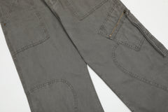 Dark Grey Loose Fit Panel Diagonal Cargo Flare Leg Twill Pants