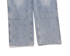 Blue Vintage Wash Carpenter Double-Front Loose Fit Denim