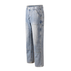 Blue Vintage Wash Carpenter Double-Front Loose Fit Denim