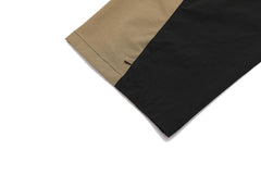 Black & Khaki Colorblock Side Tie Panel Pants